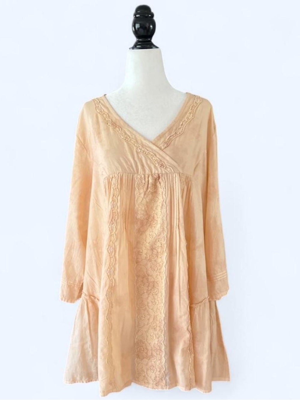April Cornell Orange Lace Trim Babydoll Tunic Dress Cottagcore XXL